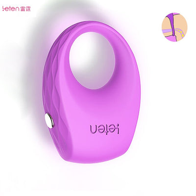 Leten Husband and Wife Shared Interest Vibrating Cock Ring Penis Rings for Couples Time Delay Ejaculation Adult Sex Toys for Men