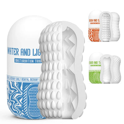 Male Masturbator Cup Portable Penis Trainer Penis Massage Adult Sex Toys Stretchy Silicone Vagina Egg Vacuum Pocket Cup for Men