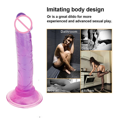 Realistic Dildos for Women No Vibrator Sex Toys for Couples Crystal Jelly Mini Penis Vagina Anal Butt Plug Female Masturbation