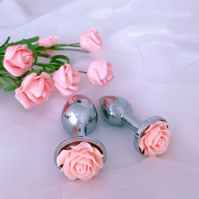 Rose Flower Anal Plug for Men and Women Masturbator Adult Sex Goods Stainless Steel Butt Toys Adults Products
