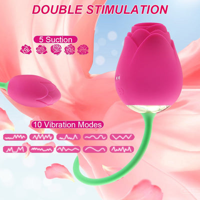 Rose Vibator Toy with Ball Vibrating Egg Clit Sucker Powerful Clitoris Stimulator Vagina Sucking Masturbators Sex Toys for Women