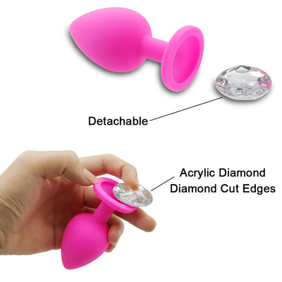 S/M/L 100%Silicone Butt Plug Anal Plugs Unisex Sex Stopper 3 Different Size Adult Toys for Men/Women Anal Trainer for Couples SM