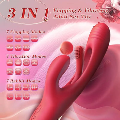 Vibrator Dildo Rabbit Sex Toys Powerful 21 Speeds G Spot Rabbit Flapping Vibrator for Women 3 in 1 Clitoral Stimulator Massager