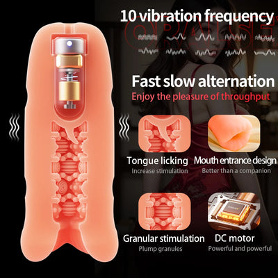 Male Electric Masturbation Cup Adult Sex Orgasm Toy Onahole Masturbator Vibrating Massager Real Vagina Pussy for Men