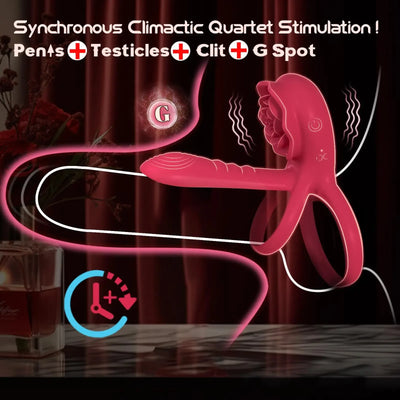 Rose Penis Cock Ring Vibrator Powerful Penis Sleeve Stimulator Delay Ejaculation G-spot Clitoral Massager Sex Toy for Couple 18+