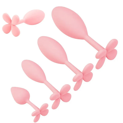 Silicone Anal Beads Butt Plug Set Mini Small Medium Large Anal Plug Four Leaf Clover Anal Trainer Sex Toy Men Women Gay