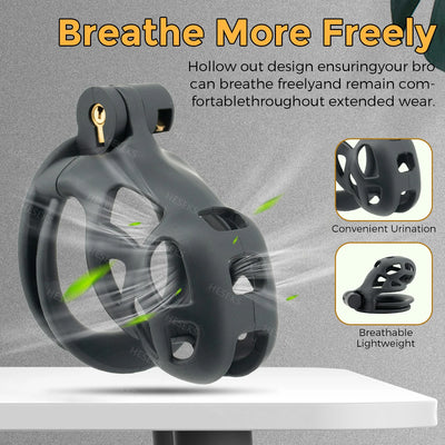 HESEKS Male Chastity Cage Sex Toys Sissy Femboy Beginner Flat Chastity Cage Belt Cock Cage Man Lock Penis Rings Men Adult Goods