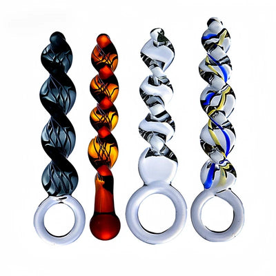 Crystal Glass Threaded Dildos with Realistic Penis Spiral G-Spot Anal Butt Plug for Women Lesbian Masturbator Adult Sex Toys