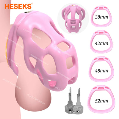 HESEKS New Chastity Cage Male Chastity Device Resin 3D Invisible Lock Cock Cage Penis Ring for Sissy Beginner BDSM Sex Toys 18+
