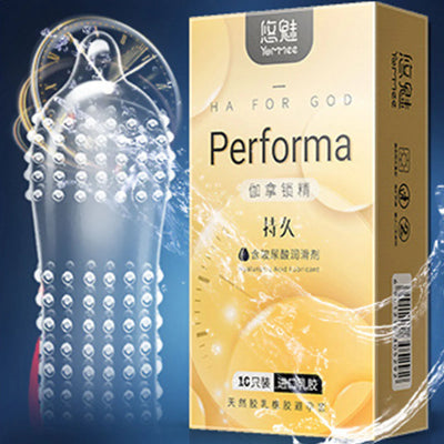 10pcs Large Particles Condoms Sex Toys for Men Screw Thread Dotted Granular High Sensitivity Penis Sleeves with Spikes Sex Goods