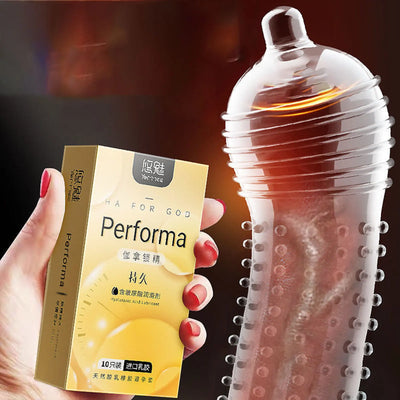 10pcs Large Particles Condoms Sex Toys for Men Screw Thread Dotted Granular High Sensitivity Penis Sleeves with Spikes Sex Goods