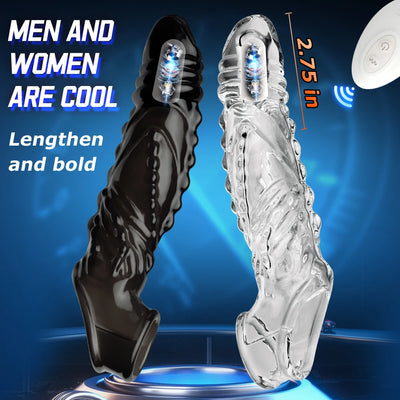 Wireless Vibrating Condoms Enlargement Delay for Men Reusable Dildo Vibrator Penis Ring Sleeve Adult Sex Toy Sex Product 2025