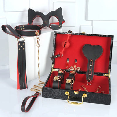 8 PCS BDSM Bondage Set with Case Erotic Sex Toys Leather Adult Sex Games Restraints Kit Exotic Bondage Gear for Couples Sex Shop