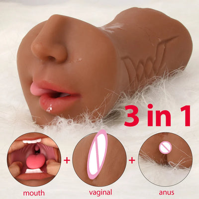 Realistic Vagina Pussy Pocket Male Masturbation Cup Sex Toys 3 in 1 Oral Deep Throat Anus Sexual Pleasure Sexy Toy for Men