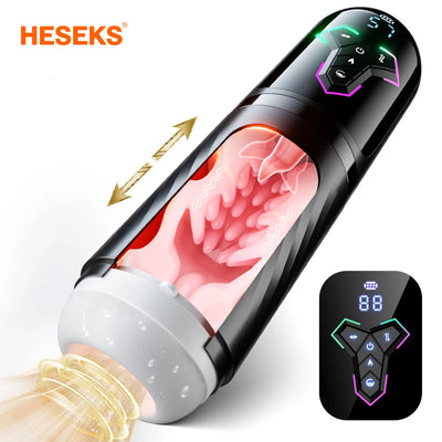 HESEKS Automatic Male Masturbator Penis Pump Thrusting Sucking Licking Piston Masturbation Cup Licking Adult Sex Toys for Men