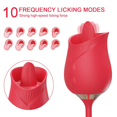2 in 1 Tongue Licking Vibrator for Women Clitoris Nipples Stimulator Female Masturbator with Thrusting Vagina Vibrator Sex Toy