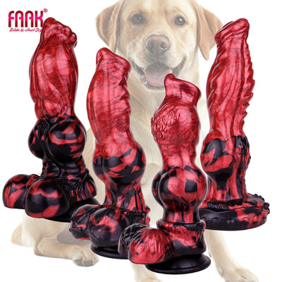 FAAK Silicone Large Knot Penis Anal Sex Toys for Men Women Fantasy Dog Dildo with Sucker Female Masturbator Prostate Massage