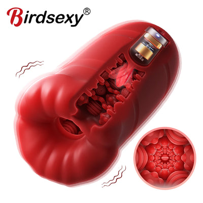 Male Electric Masturbation Cup Adult Sex Orgasm Toy Onahole Masturbator Vibrating Massager Real Vagina Pussy for Men