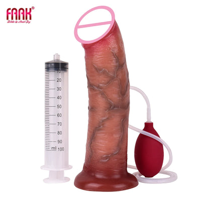 FAAK Silicone Ejaculation Thick Realistic Dildo with Sucker Anal Plug Lifelike Squirting Penis Sex Toys for Women Masturbator