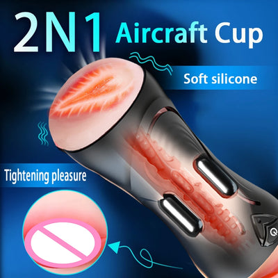Double-Headed Penetration Automatic Male Masturbation Cup Mouth Vaginal Masturbator App Control Adult Sex Toy for Men