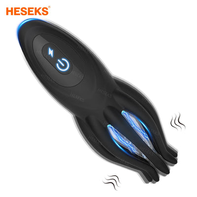 HESEKS Electric Shock Vibrator for Male Masturbator Glans Trainer Penis Massage Lasting Delay Endurance Sex Toys for Adults 18+