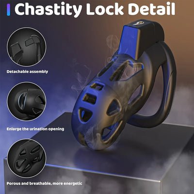 HESEKS Femboy Chastity Cock Cage Device with Penis Rings BDSM Locked Cage Resin Lightweight Penis Cage for Men Penis Bondage 18+