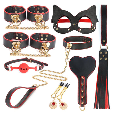 8 PCS BDSM Bondage Set with Case Erotic Sex Toys Leather Adult Sex Games Restraints Kit Exotic Bondage Gear for Couples Sex Shop
