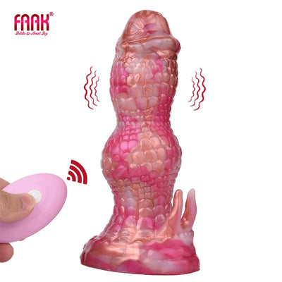 FAAK  Strap on Penis Silicone Fantasy Knot Dildo with Sucker Wireless Control Vibrator Sex Toys for Women Men Anal Massage