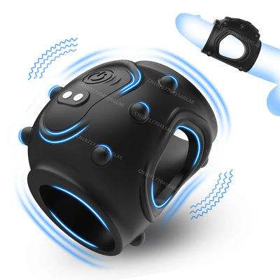 HESEKS Vibrating Penis Ring Vibrators Delay Ejaculation Sex Toys for Men Extender Erection G Spot Testicular Stimulator Couples