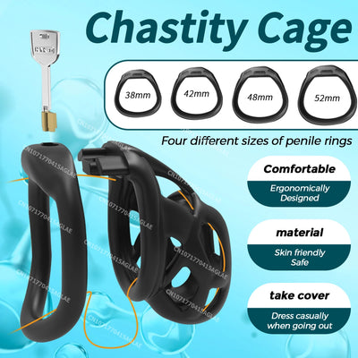 HESEKS New Chastity Cage Male Chastity Device Resin 3D Invisible Lock Cock Cage Penis Ring for Sissy Beginner BDSM Sex Toys 18+