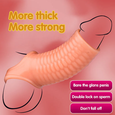 Silicone Reusable Penis Sleeve Flexible Glans Penis Enlarger Extender Delay Ejaculation Cock Ring Sleeve Adult Sex Toys for Men