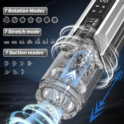 Telescopic Rotation Masturbator Cup Sucking Penis Pump Pocket Pussy Blowjob Sex Toys Stroker Piston Automatic Mastubator for Men