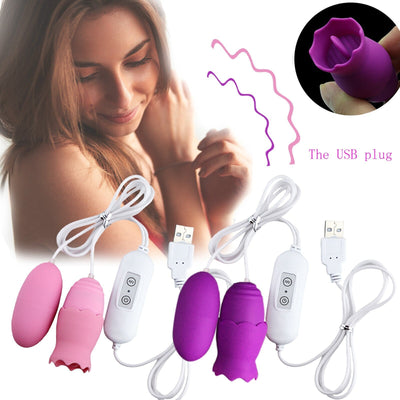 Tongue Oral Licking Vibrators Sex Toys for Women Clitoris Stimulator Dildo Egg Vibrator USB Power Adult Product