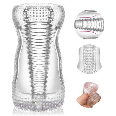 Transparent Male Masturbator Cup Masturbation Massager Pussy Crystal Vagina Oral Sleeve Stroker Portable Male Sex Toys for Men