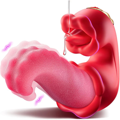 Vibrator Adult Sex Toys for Women  4 in 1 Tongue Thrusting Vibrators Dildo Rose Sex Toys with 10 Licking Clitoral