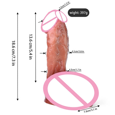 FAAK Silicone Realistic Short Dildo Big Testicles Lifelike Penis Clear Blood Vessel Sex Toys for Women Men Female Masturbator