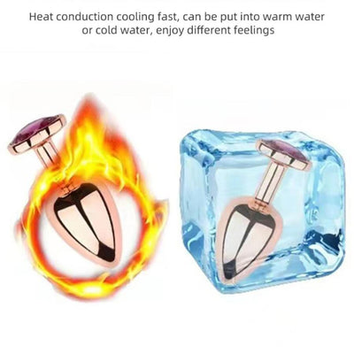 Sex Toys Anal Toys Rose Gold Pink Heart Shape Crystal Metal Anal Beads Butt Plug Sex Toy for Female Male
