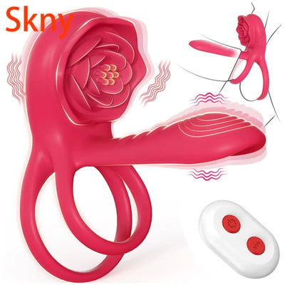 Rose Penis Cock Ring Vibrator Powerful Penis Sleeve Stimulator Delay Ejaculation G-spot Clitoral Massager Sex Toy for Couple 18+