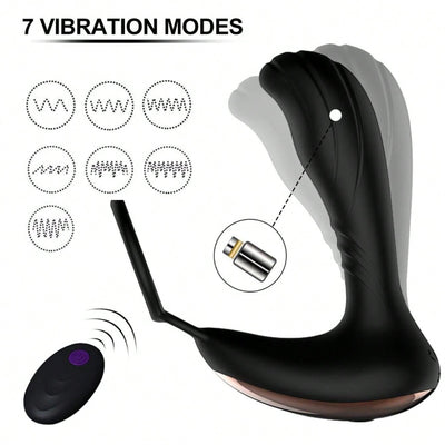 Anal Plug Penis Ring Vibrator with 10 Vibration Modes Prostate Massager Remote Control, Adult Sex Toy for Men Women Couples, Father's Day, Mother's Day, New Year, Spring Festival, Valentine's Day, Independence Day, Birthdays, Parties, Gifts, Christmas, Ha