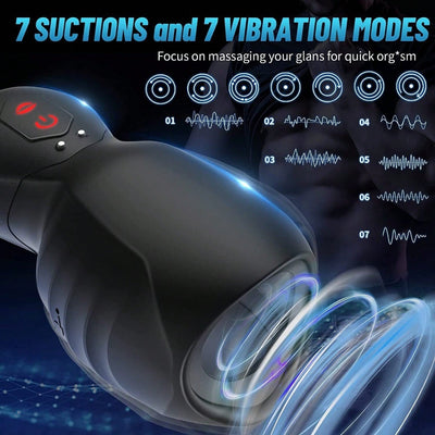 Male Masturbators Cup Rechargeable Waterproof Men's Automatic Dragon Suction Cup with 7 Vibration Modes Glans Vibrating Sucking Massager Penis Exercise Device, Adult Male Sex Toys
